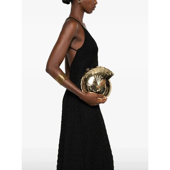Cult Gaia Sirena Clutch in Shiny Gold New with box As-Is Hangbag Purse Seashell - Picture 12 of 15